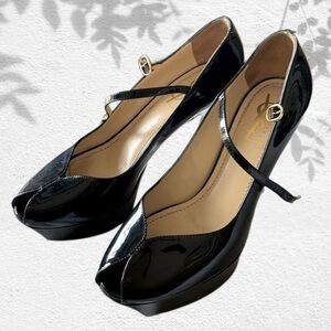 YSL Platform Patent Leather Pumps Vitello Vernice